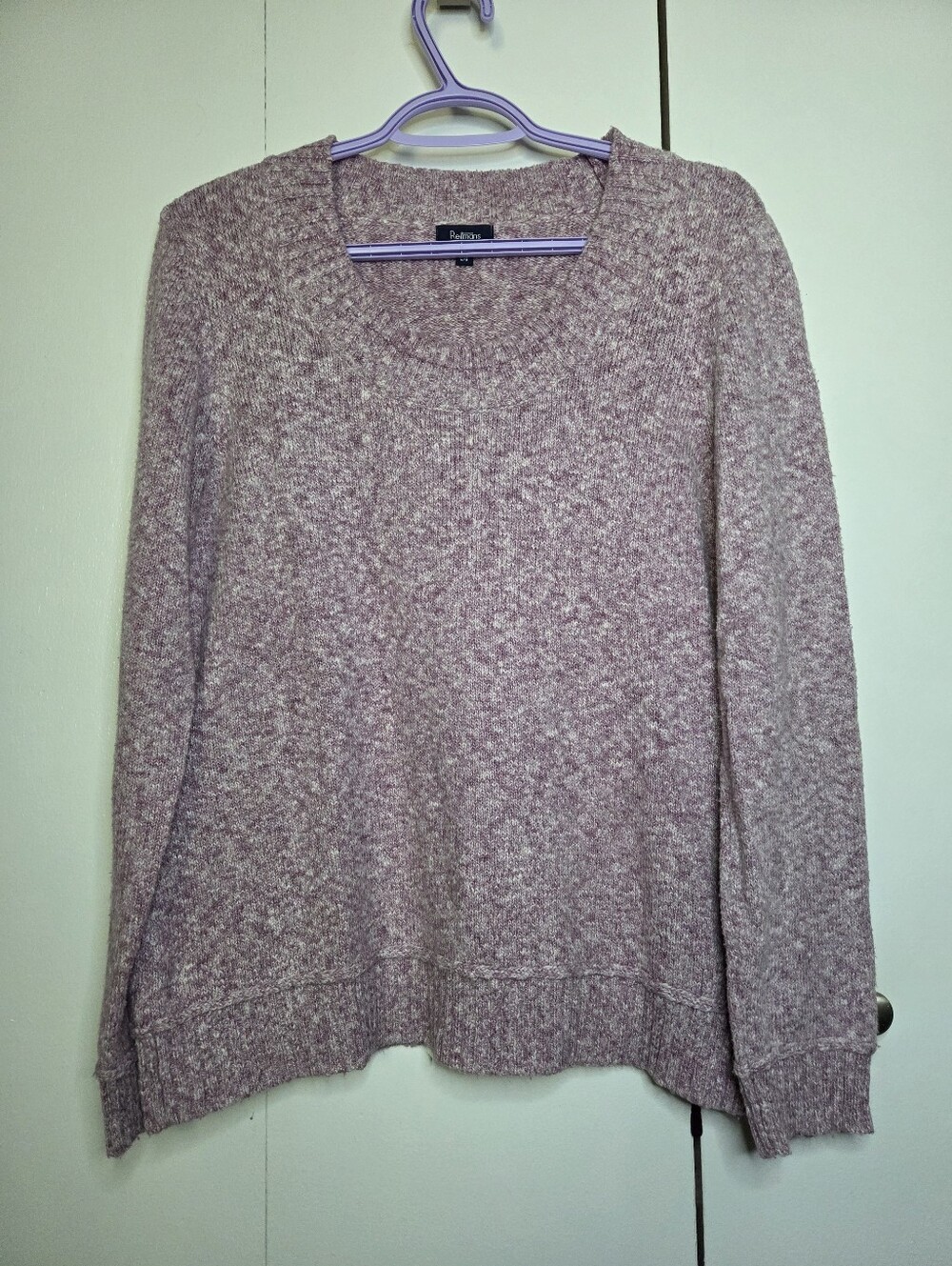 Reitmans Women's L Heathered Pink Crew Neck Sweater